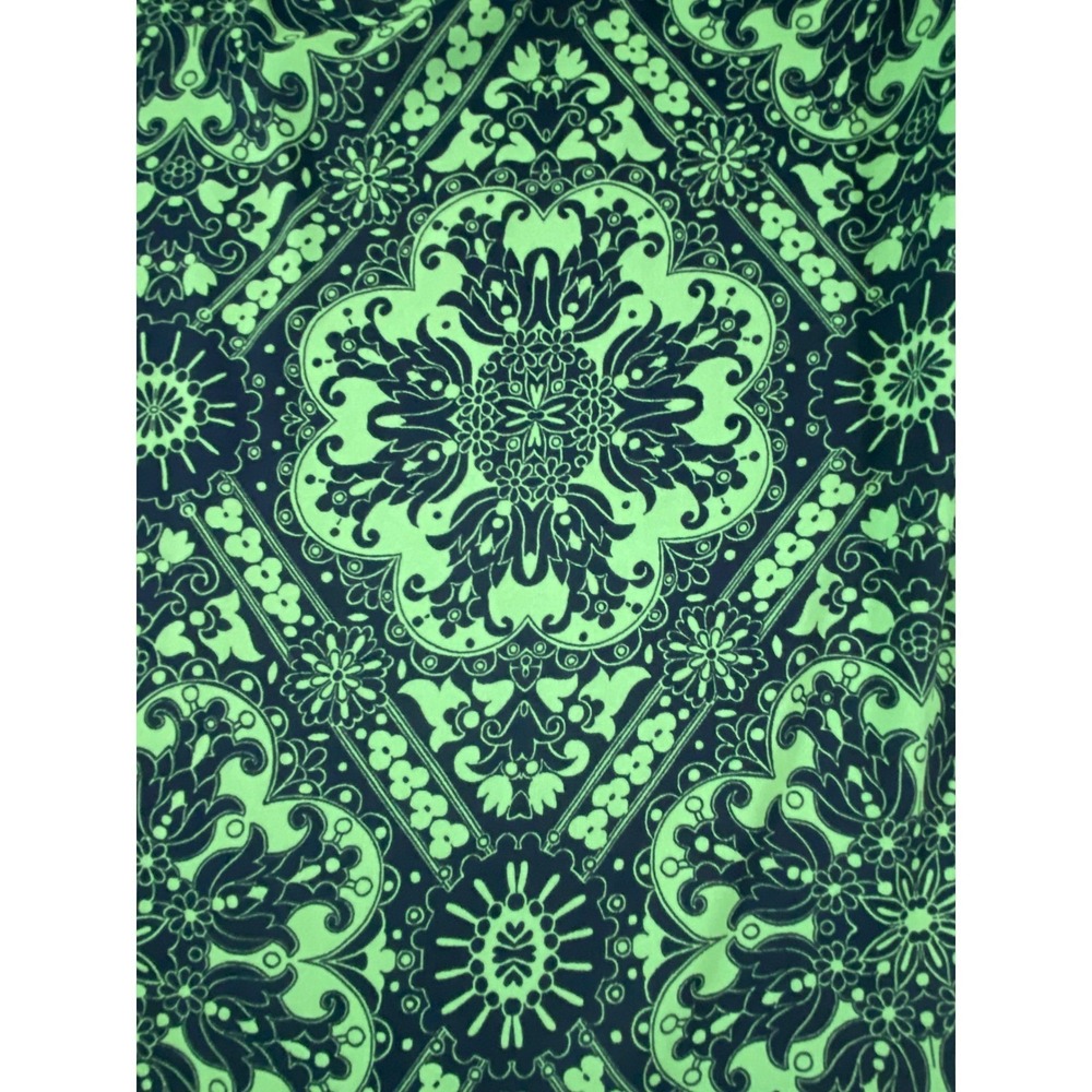 Loft Green Medallion Paisley V-Neck Blouse Long Sleeve Bubble Cuff Top Large - Picture 4 of 7